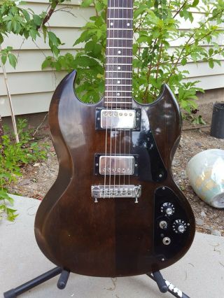 Vintage GIBSON SG II Walnut Electric Guitar w/ Hard Case 1970 ' s. 2