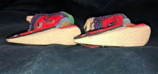 Antique Pair CHINESE EBROIDERED LOTUS SHOES BOUND FEET Slippers embroidery 6 3