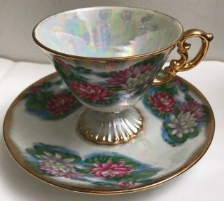 Vintage Ucagco July Water Lilly Teacup And Saucer Set Japan