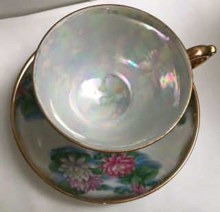 VINTAGE UCAGCO July Water Lilly Teacup and Saucer Set Japan 2