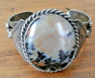 Vtg Silver Fred Harvey Era Smokey Agate Bracelet Navajo