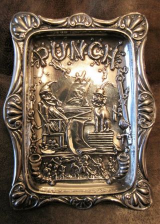 Antique Victorian Solid Silver " Punch " Pin Tray - 1901 Birmingham Hallmarked