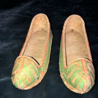 Antique Pair CHINESE EBROIDERED LOTUS SHOES BOUND FEET Slippers embroidery Qing 3