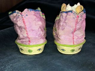 Antique CHINESE EBROIDERED LOTUS SHOES BOUND FEET Qing embroidery 2 4