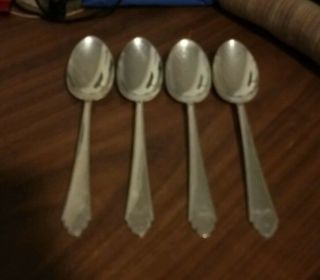 4 Lunt William & Mary Sterling Silver Oval Soup/place Spoon/tablespoons No Mono
