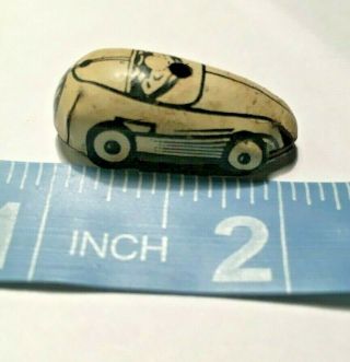 Vintage Tiny Pressed Tin Penny Toy Race Car