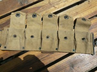 Ammo Cartriidge Belt Vintage 1942 Wwii M - 1923 10 Pocket M1 Garand