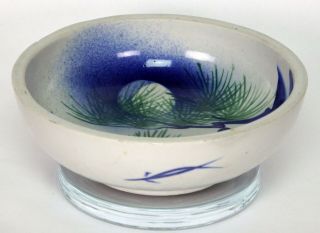 Antique Japanese Edo Period Ko Imari Bowl Green and Blue With Blown Ink 4