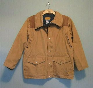 Vintage Rocky Mountain Featherbed Mens Jacket Coat Western Tan Cotton Cowhide