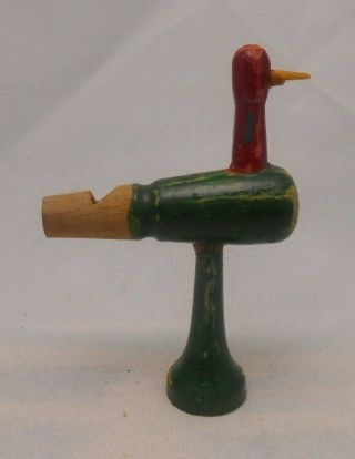 Vintage German Erzgebirge Hand Carved Wooden Figure Bird Whistle
