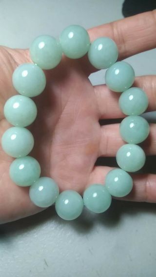 100 Natural Burmese Jadeite Jade Beaded Bracelet Grade A 76822