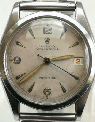 Vtg 1950/51 Rolex Oysterdate 6066 Stainless Steel Gents Watch & Strap 3