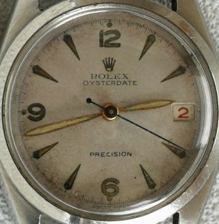 Vtg 1950/51 Rolex Oysterdate 6066 Stainless Steel Gents Watch & Strap 4