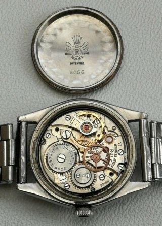Vtg 1950/51 Rolex Oysterdate 6066 Stainless Steel Gents Watch & Strap 9