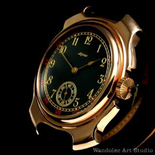 Alpina Vintage Mens Wristwatch Gold Noble Design Men Black Men 