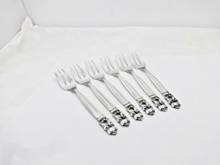 SET OF 6 GEORG JENSEN DENMARK ACORN STERLING SILVER PASTRY FORKS,  5 5/8 