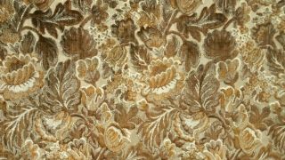 10,  Rare Vintage Schumacher Brown Gold Ivory Floral Cut Velvet Upholstery Fabric