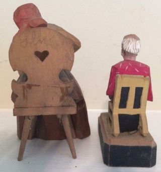Vintage Hand Carved Man & Woman Figures - Switzerland 3
