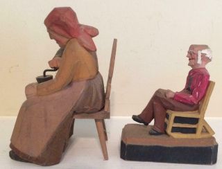 Vintage Hand Carved Man & Woman Figures - Switzerland 5