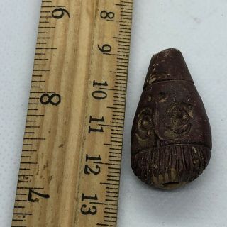 Old Antique Clay Pottery Mans Head Honduras Style Artifact Charm Pendant Red 5