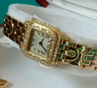 Authentic Cartier Diamond Panthere 18k Solid Gold Watch W/rare Art Deco Band