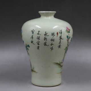 Chinese old porcelain vase Pink Flowers and Birds Rich Tumei Bottle 3