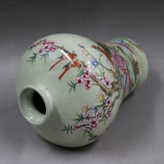 Chinese old porcelain vase Pink Flowers and Birds Rich Tumei Bottle 4