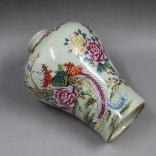 Chinese old porcelain vase Pink Flowers and Birds Rich Tumei Bottle 5
