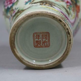 Chinese old porcelain vase Pink Flowers and Birds Rich Tumei Bottle 6