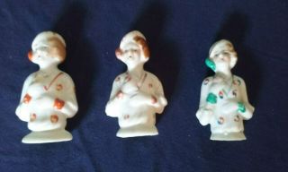 Three (3) Vintage Art Deco Porcelain Half Dolls Japan