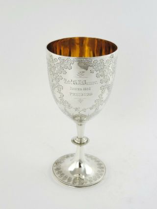 Important Artist Victorian Silver Gilt Goblet,  London 1886 Cs Harris Wine Cup