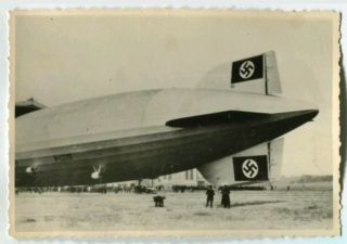 Ww2 Archived Photo Hindelberg Airship Dirigible On Airfield