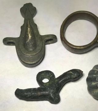 Authentic Ancient Roman Key Ring Phallus Phallic Pendants Amulet Bronze Bead 2