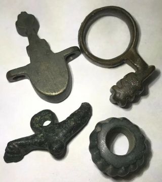 Authentic Ancient Roman Key Ring Phallus Phallic Pendants Amulet Bronze Bead 5