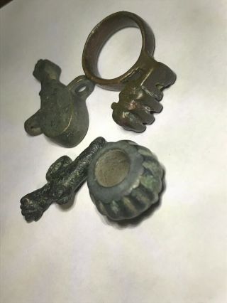 Authentic Ancient Roman Key Ring Phallus Phallic Pendants Amulet Bronze Bead 6