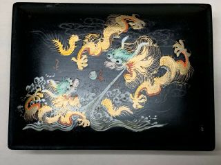Antique Chinese Foochow Lacquer Ware Graduated Boxes Dragon Design Fuzhou 福州