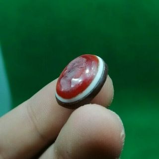 ANCIENT ROMAN AGATE INTAGLIO STONE FROM RING WITH QUEEN BUST - 100/200 AD 5