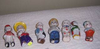 7 Vintage Bisque Porcelain Children Figures Clown Boy & Girls Mark Japan