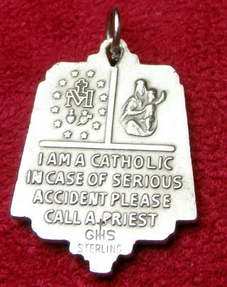 Catholic Chaplin ' s GHS Sterling Silver WWII Miraculous Medal War Cross Crucifix 3