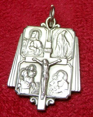 Catholic Chaplin ' s GHS Sterling Silver WWII Miraculous Medal War Cross Crucifix 7