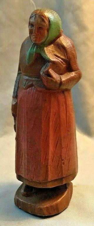 Vintage Syroco Wood Figure Old Woman Statue