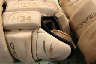 Eagle H34 hockey gloves vintage real leather old school tan hide heritage 4