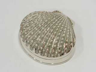 1 7/8 in - Sterling Silver Antique Italian Scallop Seashell Pill Case 2