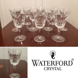 Set Of 10 True Vintage Waterford Crystal Lismore 5 Oz Wine Claret Glasses 5 - 3/4 "
