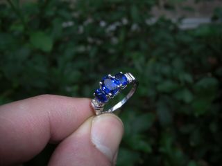 Vintage 2.  98ct Ceylon Blue Sapphire Diamond 10k Gold Ring Oval Cut Estate Deco 11