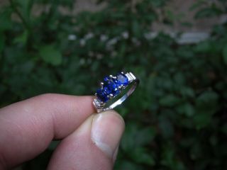 Vintage 2.  98ct Ceylon Blue Sapphire Diamond 10k Gold Ring Oval Cut Estate Deco 5
