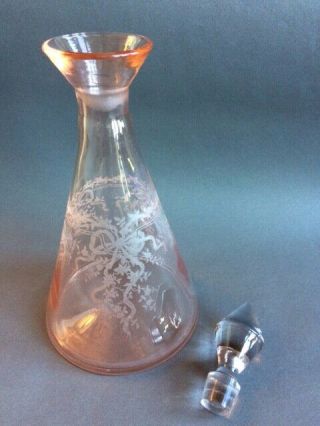 Fostoria JUNE Pink Rose Decanter VERY RARE 7