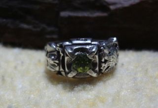 Vintage Mens Green Peridot Silver Scottish Rite 32nd Degree Masonic Ring Size 10 11