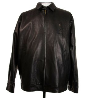 Vintage Polo Ralph Lauren Mens M Black Soft Lambskin Classic Leather Jacket