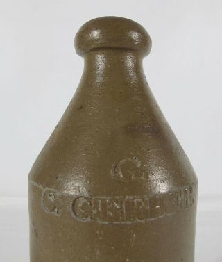 Antique C 1850 Pre Prohibition Stoneware Beer Bottle Baltimore G.  C.  Gerber Yqz